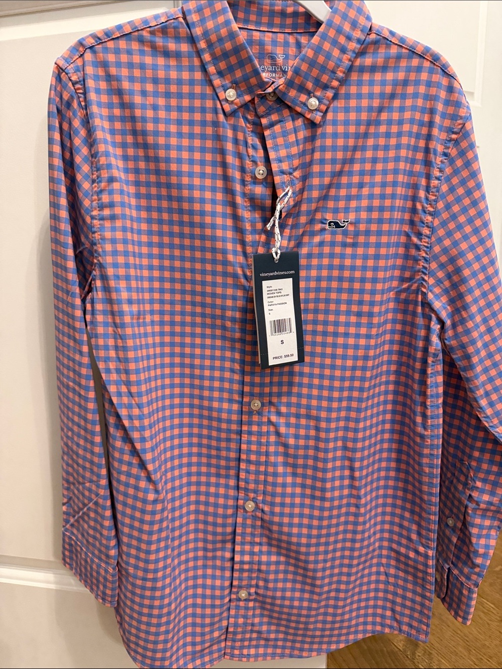 Vineyard Vines boys Pink & Blue Check Button-Down Shirt